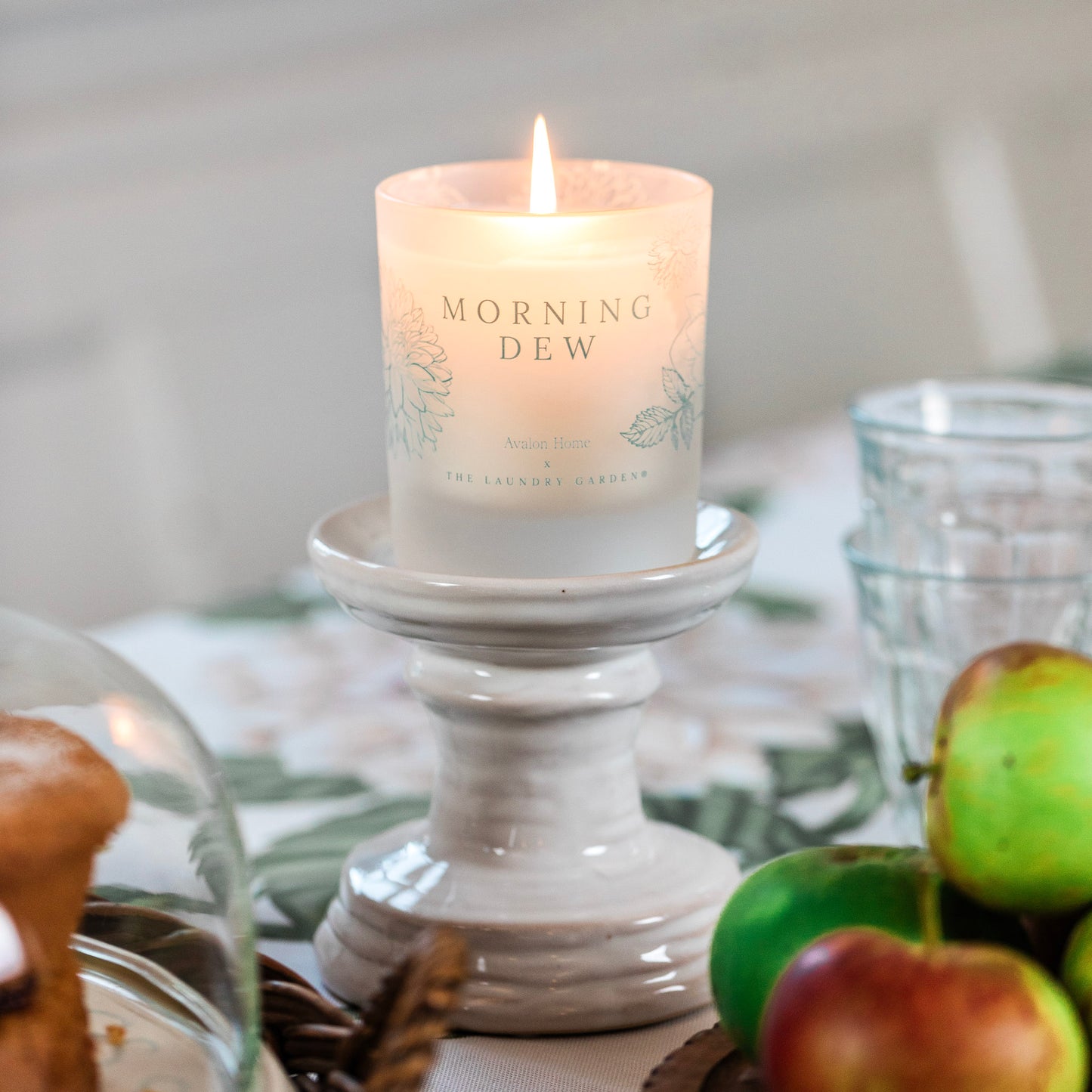 Morning Dew Glass Candle Avalon x The Laundry Garden - Pre Order For November Dispatch