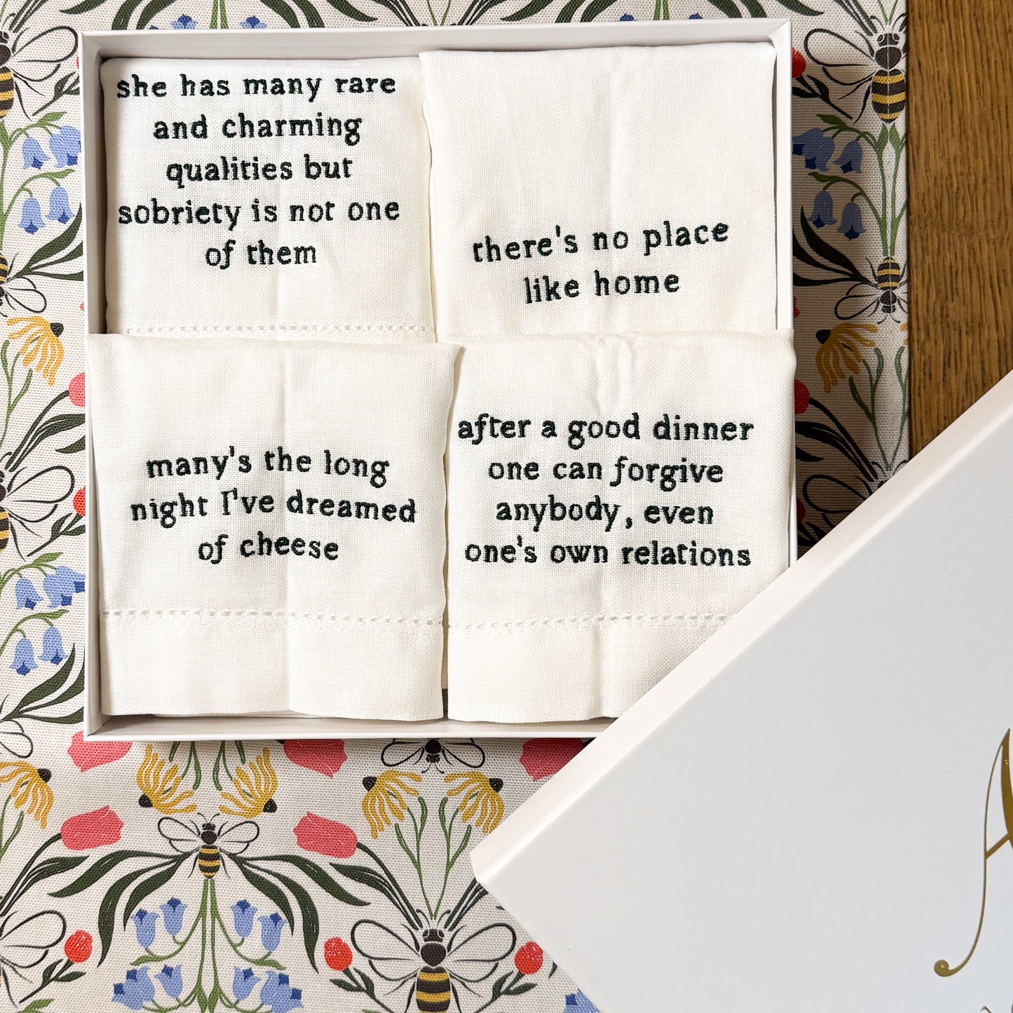 The Literary Collection- Embroidered Napkin Gift Set