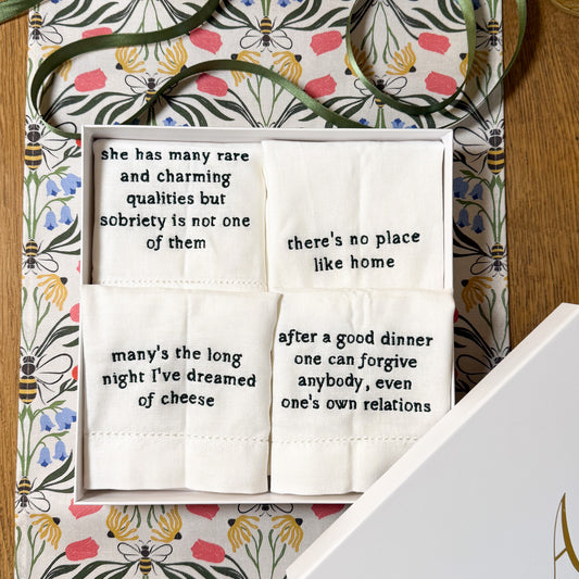 The Literary Collection- Embroidered Napkin Gift Set