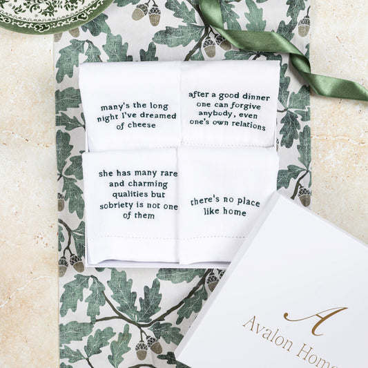 The Literary Collection- Embroidered Napkin Gift Set