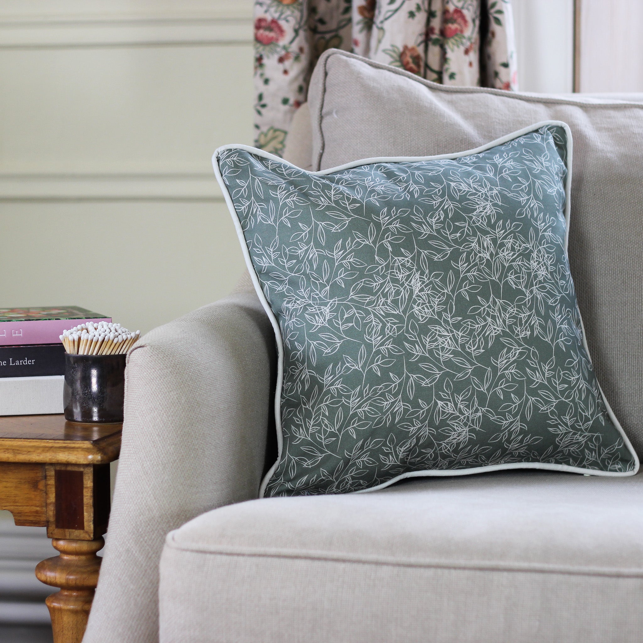 Green best sale botanical cushions